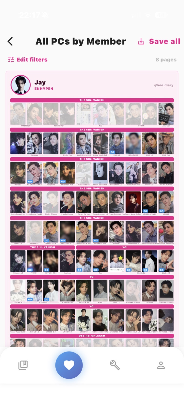 Template: all photocards of one member