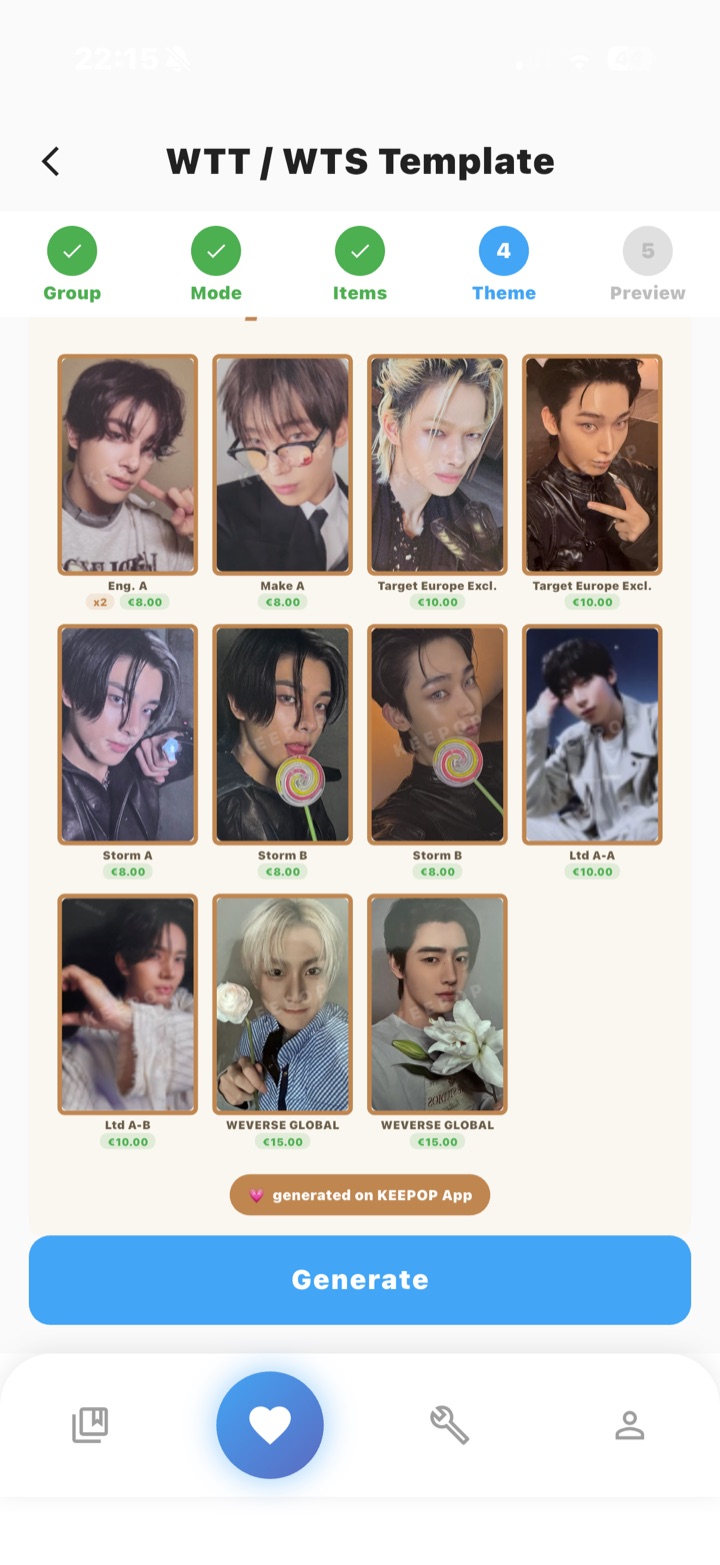 Template: cards for sale